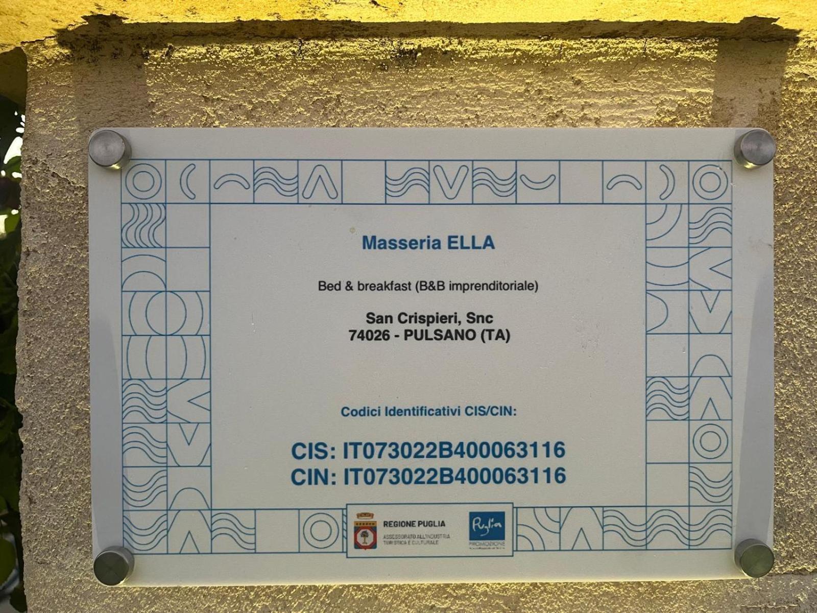 Masseria Ella Pulsano Exterior foto